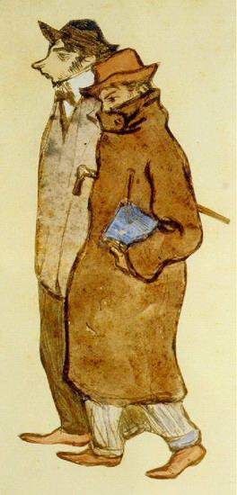 ピカソと画家カサジェマス 1899年 パブロ・ピカソ油絵